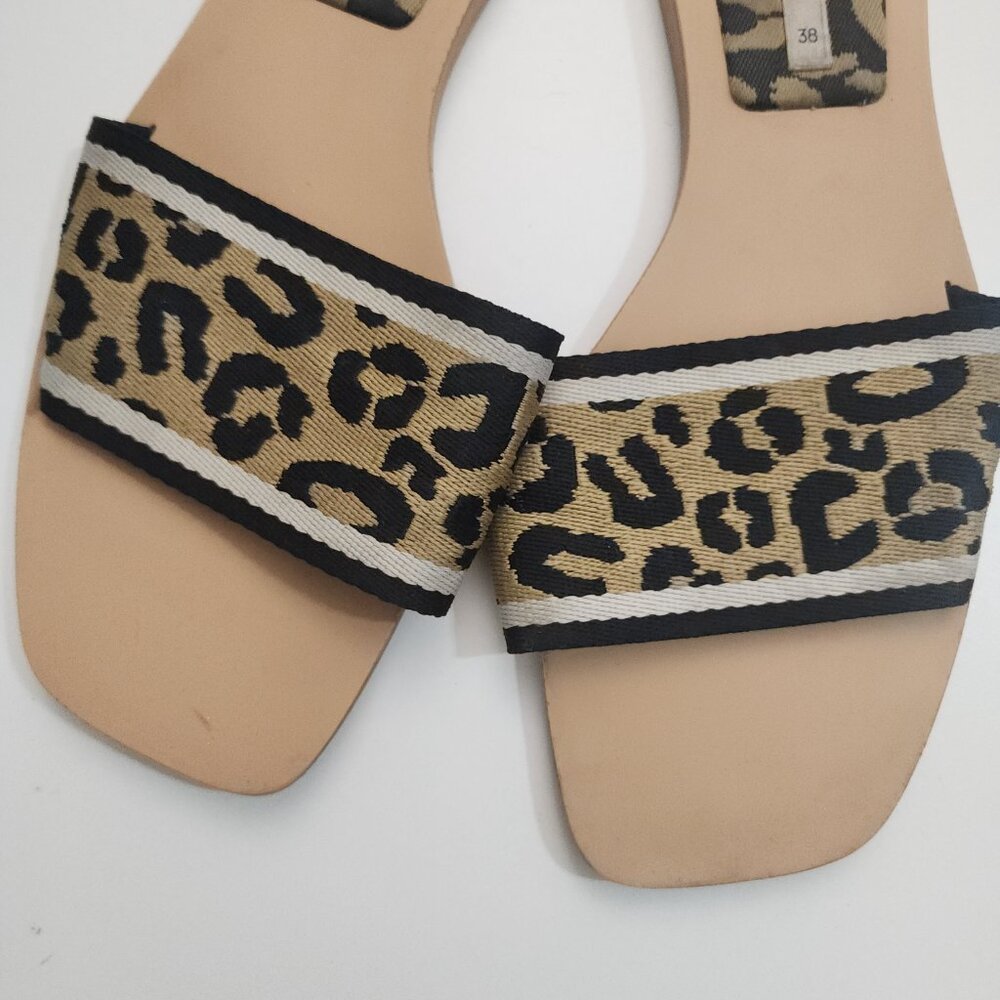 ZARA Leopard Print Y2K Style Slide Sandals Women's Size 7.5 - Picture 10 of 10